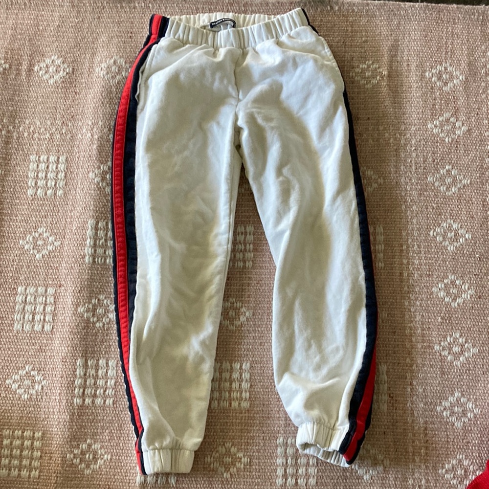Brandy Melville white sweats with red and blue stripes
